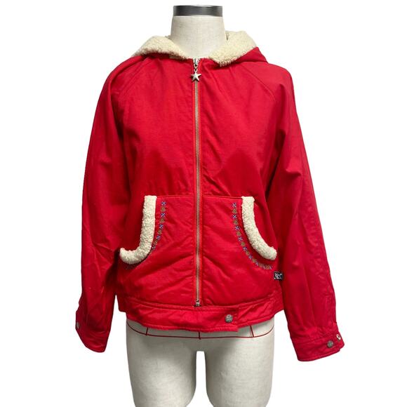 Vintage Girl Star Womens Size M Red Embroidered Detail Hooded Zip Jacket - Picture 1 of 6